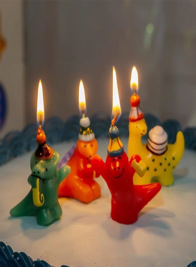 Aprildecember Dinosaur Birthday Candles, Cute 3D Dino Themed Birthday Cake Candles Cake Toppers Party Cake Decorations - Set of 4 - Image 2